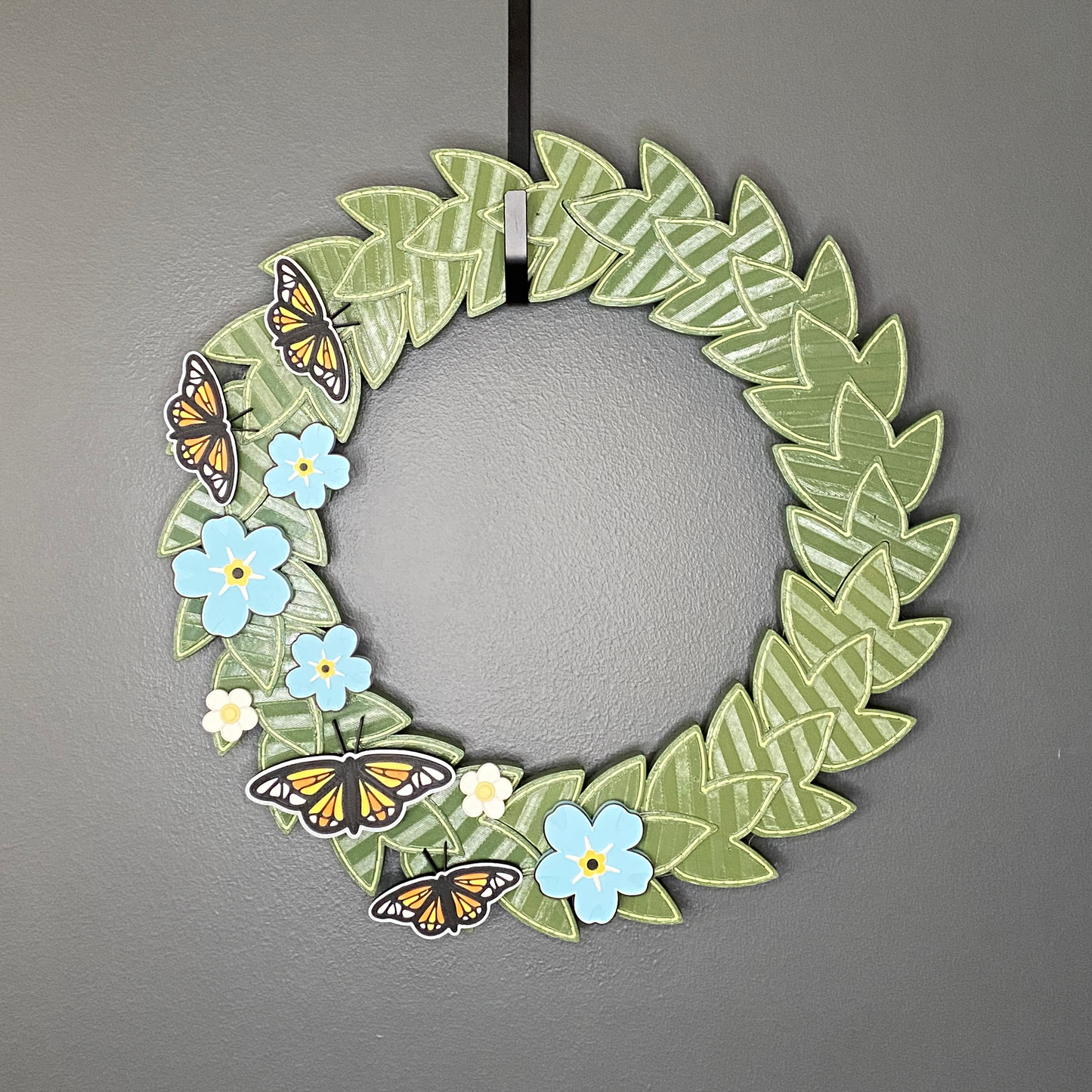 Blue Flax Flowers with Monarch Butterflies Medium Wreath Bundle