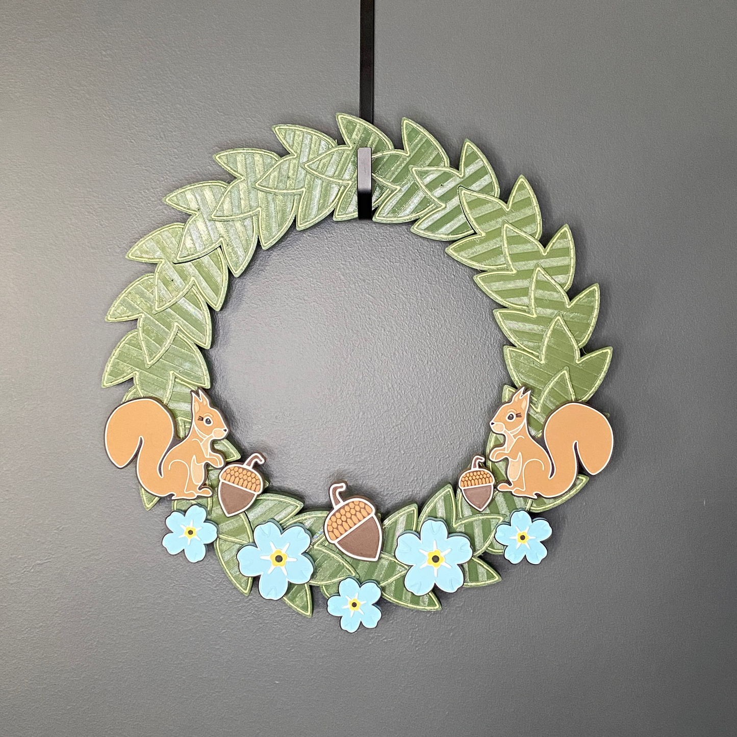 Blue Flax Flowers and Squirrels Medium Wreath Bundle