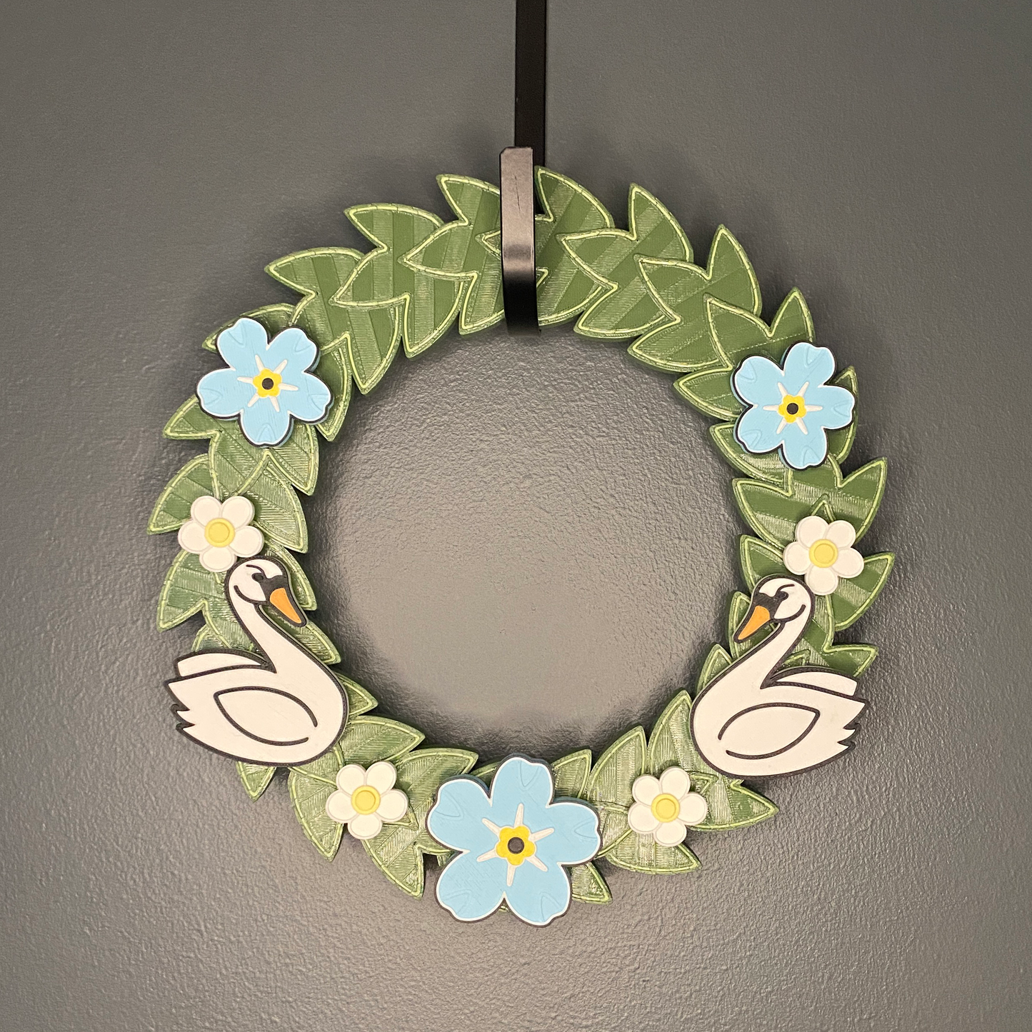 Blue Flax Flowers and Swans Small Wreath Bundle