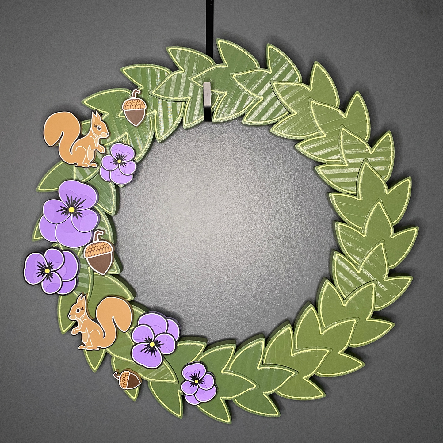 Purple Pansy Flowers and Squirrels Large Wreath Bundle