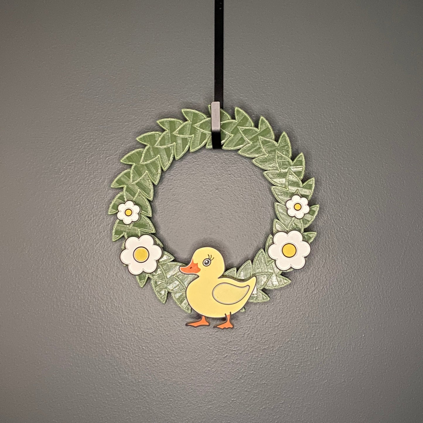 Small Wreath White Flowers and Yellow Duck Bundle