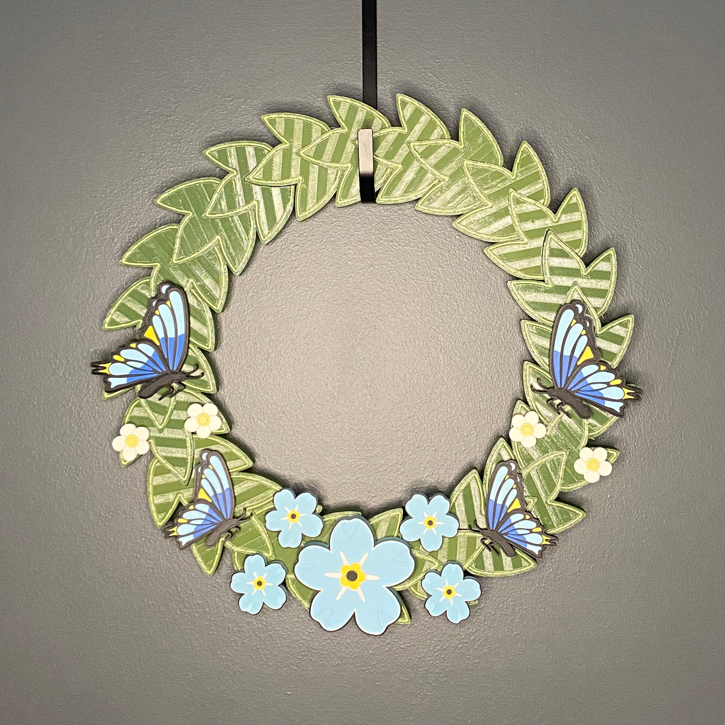 Blue Flax Flowers with Butterflies Medium Wreath Bundles