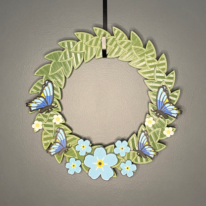 Blue Flax Flowers with Butterflies Medium Wreath Bundles