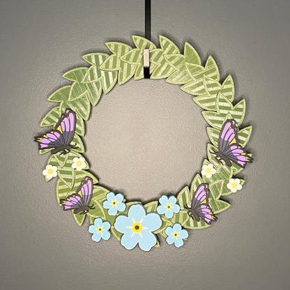 Blue Flax Flowers with Butterflies Medium Wreath Bundles