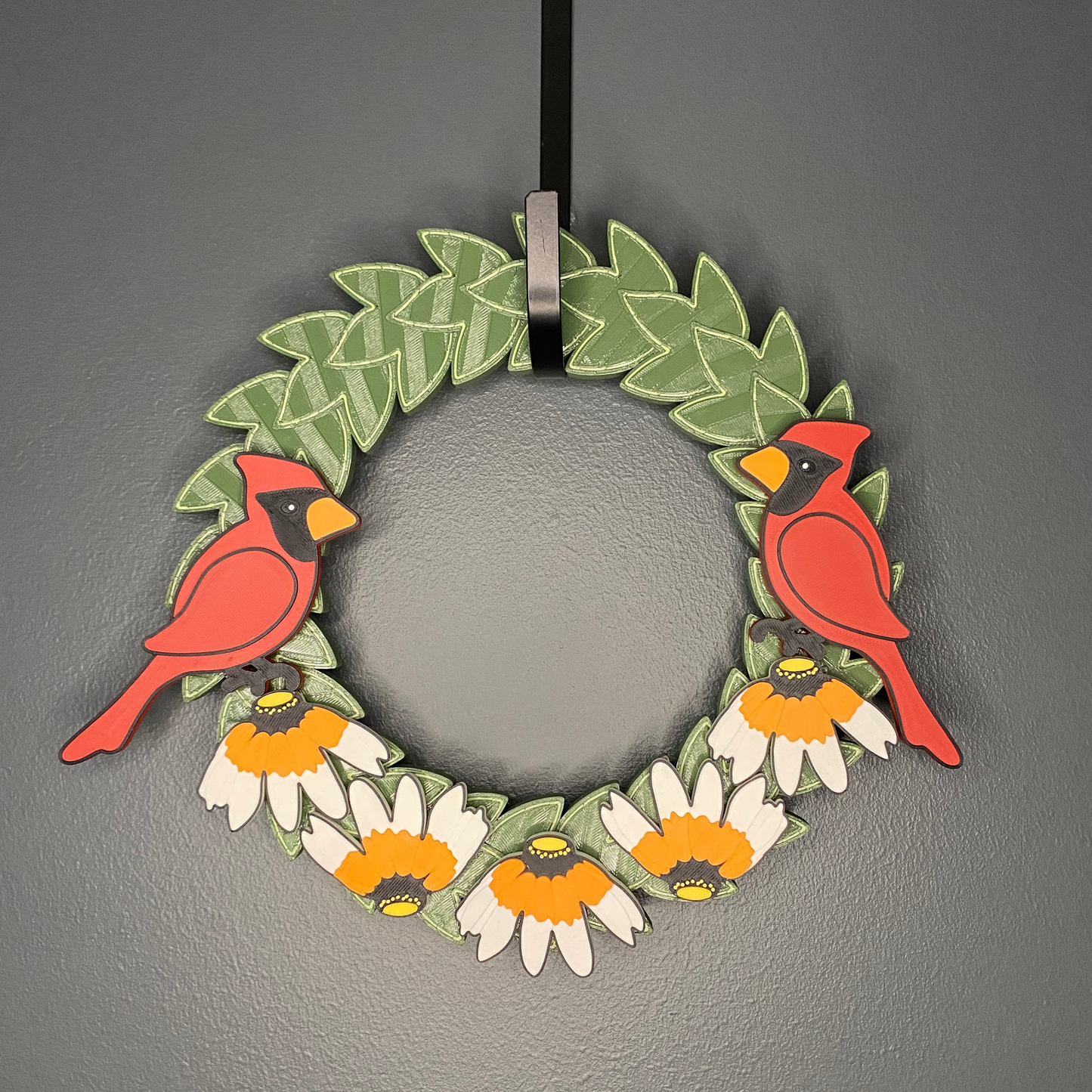 Black Eye Susan Flowers and Cardinals Small Wreath Bundle