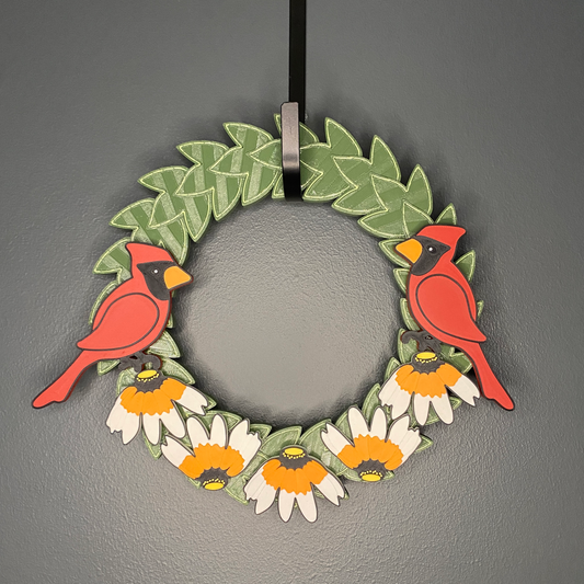 Black Eye Susan Flowers and Cardinals Small Wreath Bundle