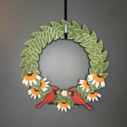 Black Eyed Susan Flowers and Cardinals Medium Wreath Bundle