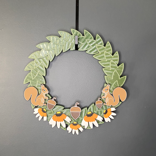 Black Eyed Susan Flowers and Squirrels Medium Wreath Bundle