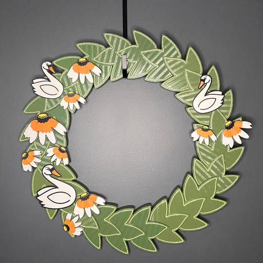 Black Eyed Susan Flowers and Swans Large Wreath Bundle