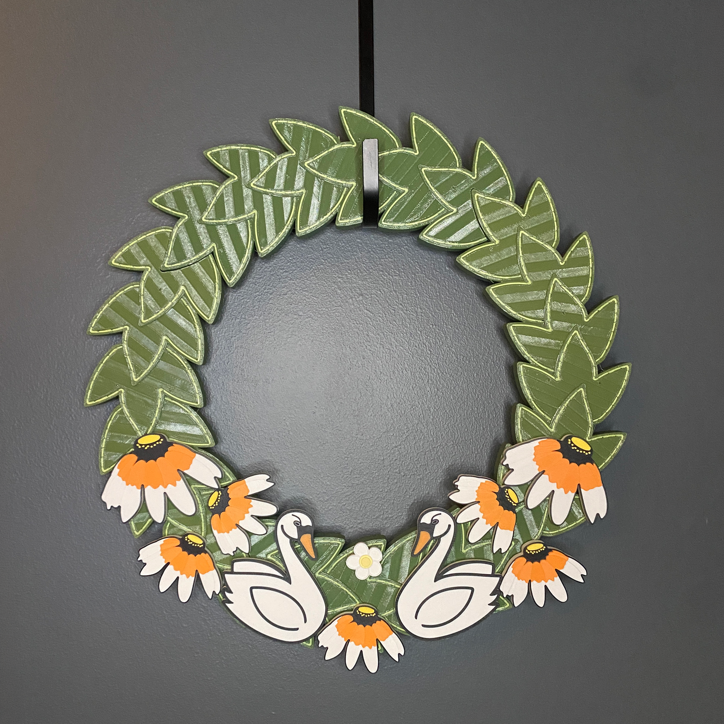 Black Eyed Susan Flowers and Swans Medium Wreath Bundle