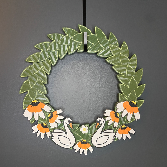 Black Eyed Susan Flowers and Swans Medium Wreath Bundle