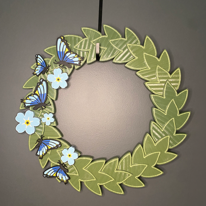 Blue Flax Flowers and Butterflies Large Wreath Bundles