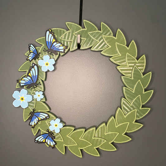 Blue Flax Flowers and Butterflies Large Wreath Bundles