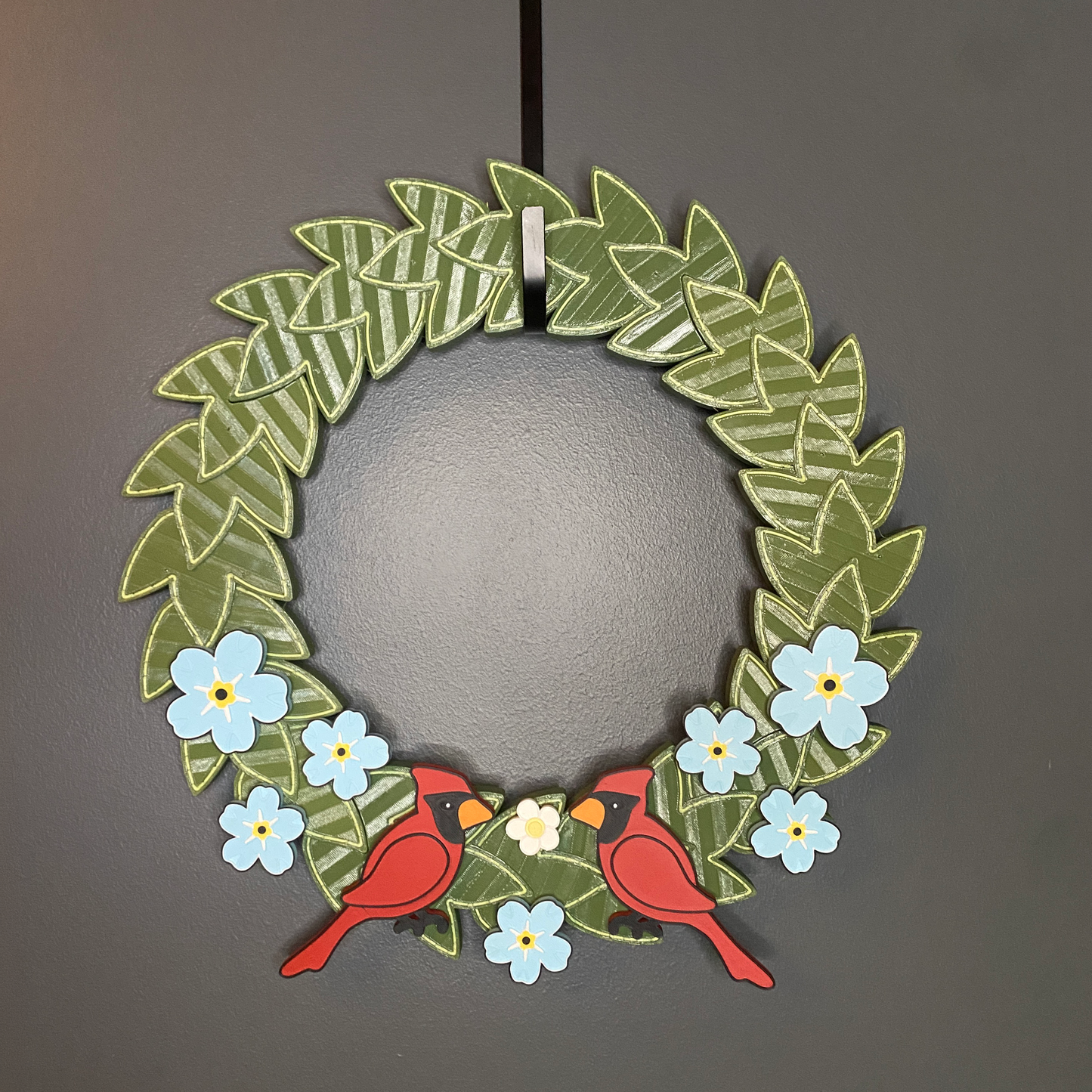 Blue Flax Flowers and Cardinals Medium Wreath Bundle
