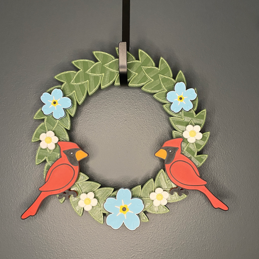 Blue Flax Flowers and Cardinals Small Wreath Bundle