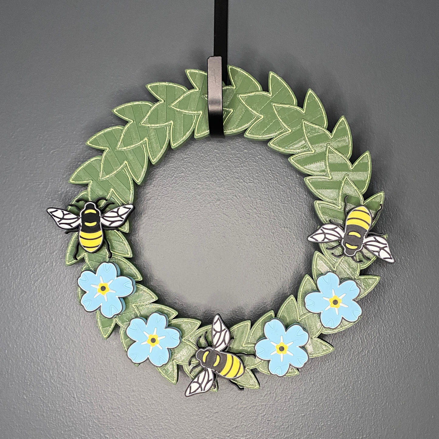 Blue Flax Flowers and Honey Bees Small Wreath Bundle