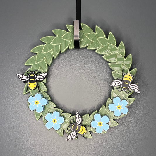 Blue Flax Flowers and Honey Bees Small Wreath Bundle