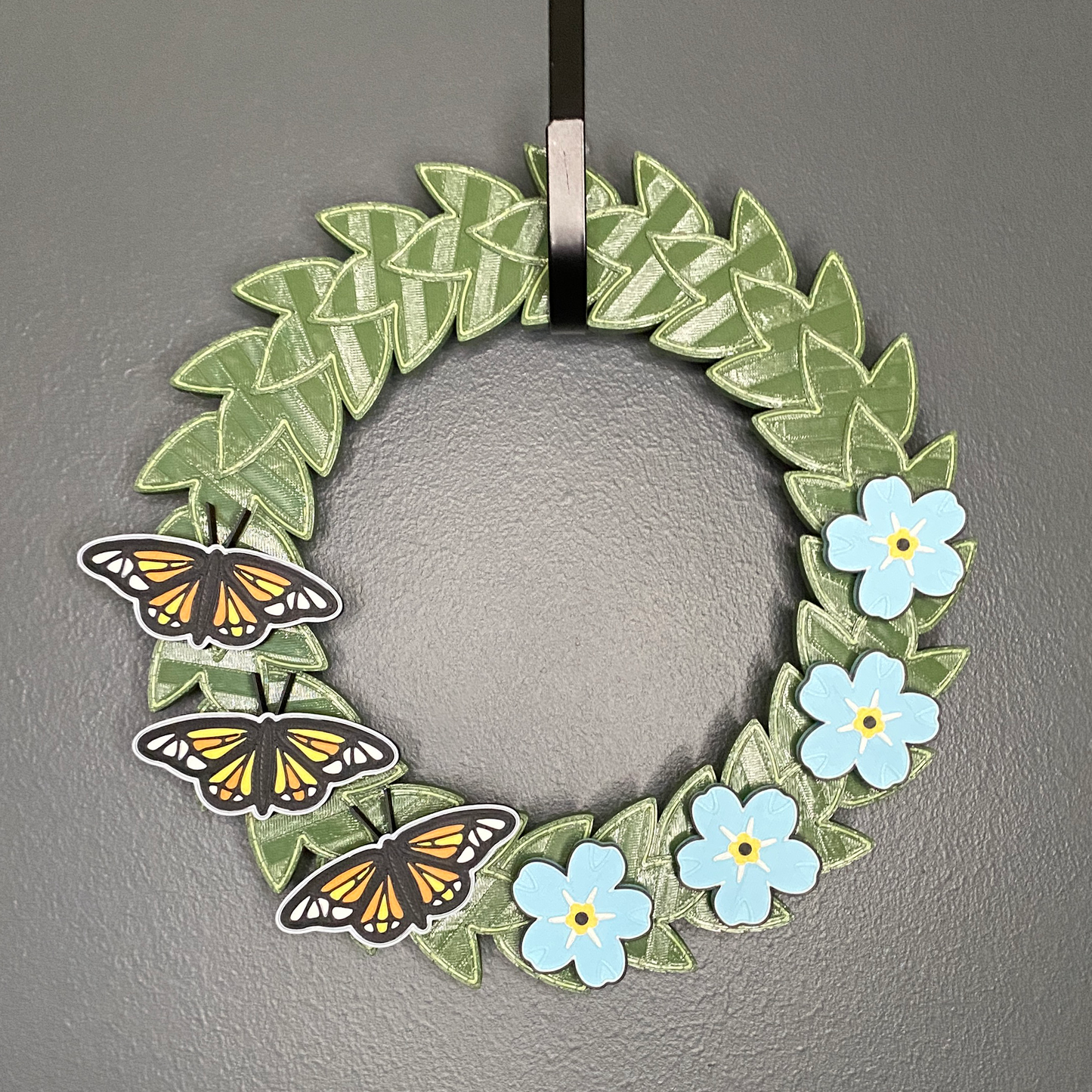 Blue Flax Flowers and Monarch Butterflies Small Wreath Bundle