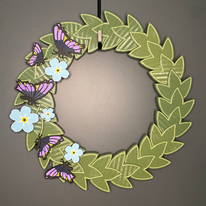 Blue Flax Flowers and Butterflies Large Wreath Bundles