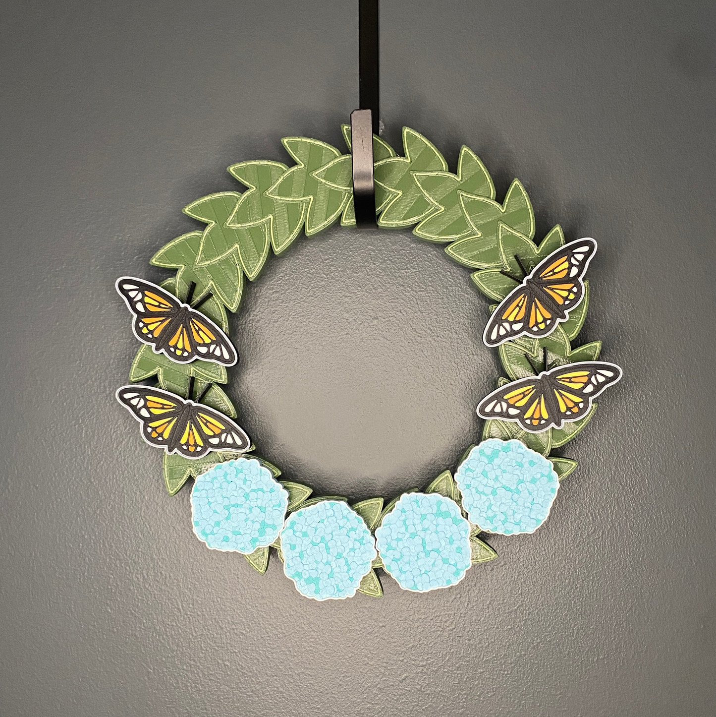 Hydrangeas and Monarch Butterflies Small Wreath Bundles