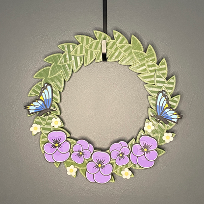 Pansy Flowers with Butterflies Medium Wreath Bundles