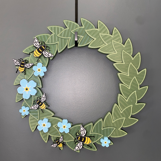 Blue Flax Flowers and Honey Bees Large Wreath Bundles