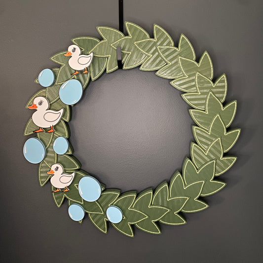 Large Wreath Blue Easter Eggs Three White Ducks Bundle