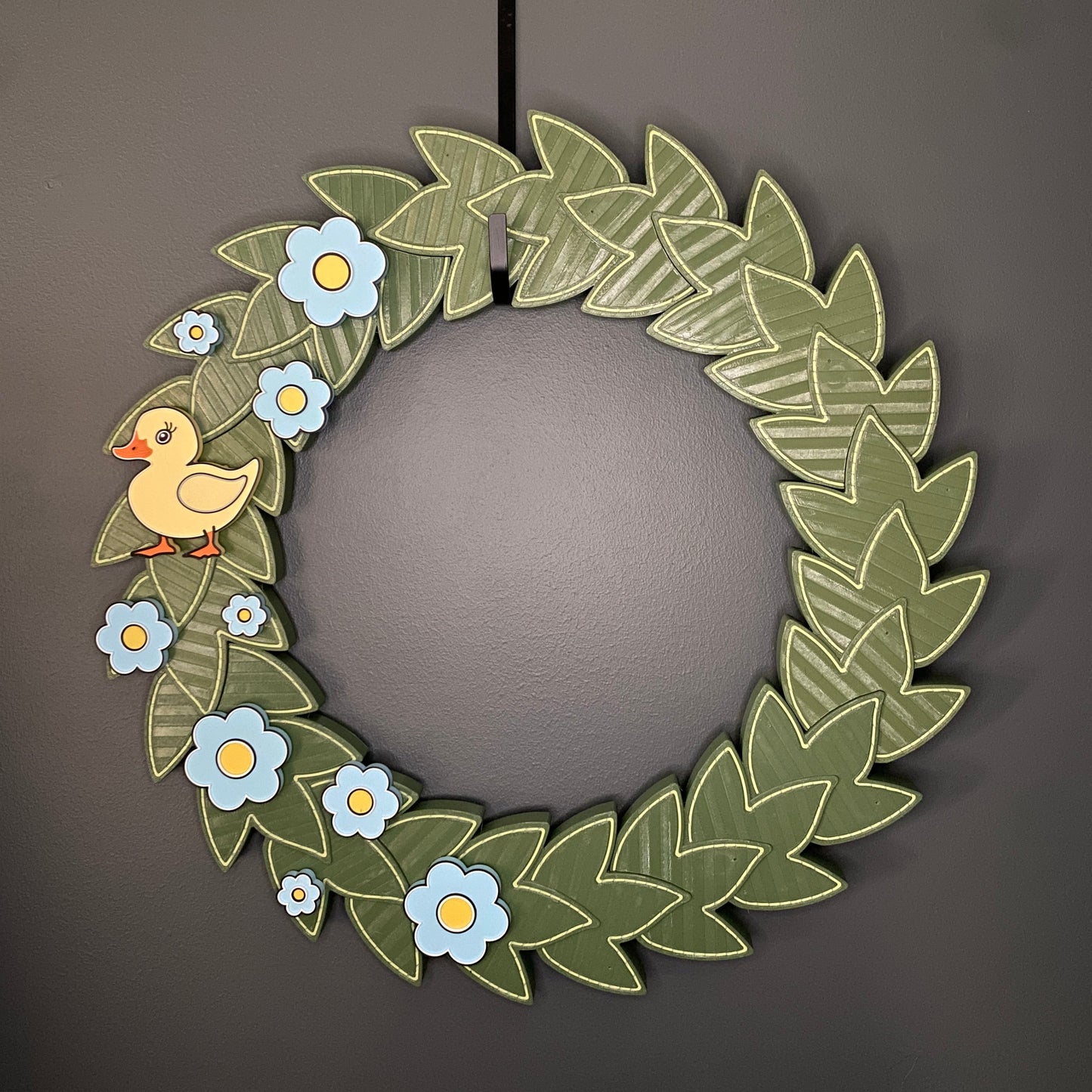 Large Wreath Blue Flowers Yellow Duck Bundle