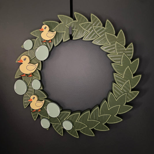 Large Wreath Green Easter Eggs Three Yellow Ducks Bundle
