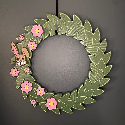 Large Wreath Pink Flowers Easter Bunny Bundle