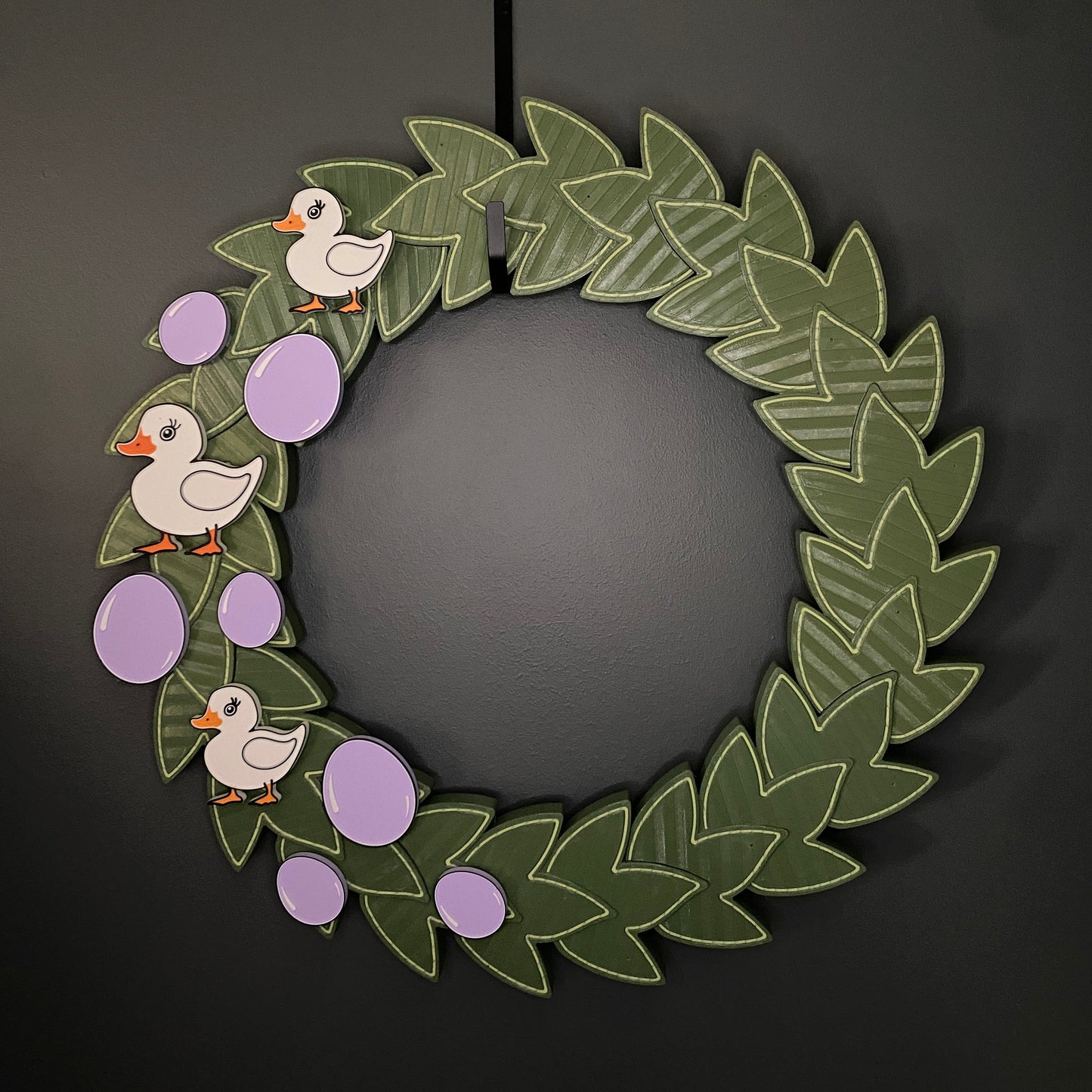 Large Wreath Purple Easter Eggs Three White Ducks Bundle
