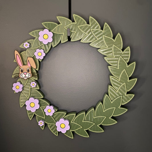 Large Wreath Purple Flowers Easter Bunny Bundle