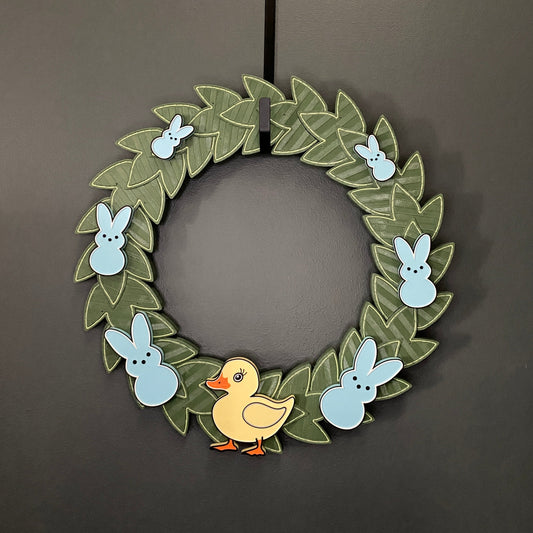 Medium Wreath Blue Bunnies And One Yellow Duck Bundle