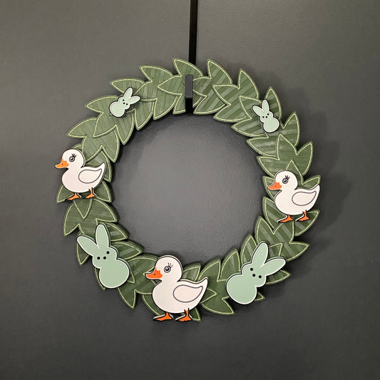 Medium Wreath Green Bunnies White Ducks Bundle
