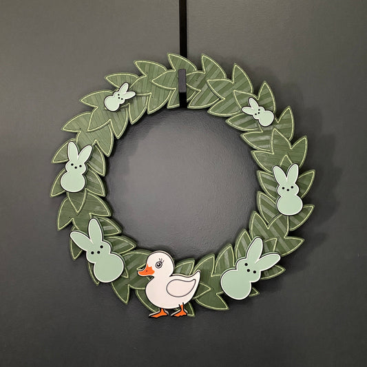 Medium Wreath Green Bunnies and One White Duck Bundle