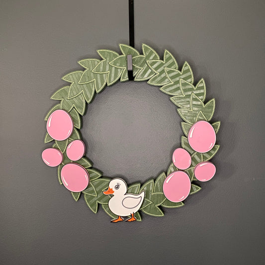Medium Wreath Pink Easter Eggs One White Duck Bundle
