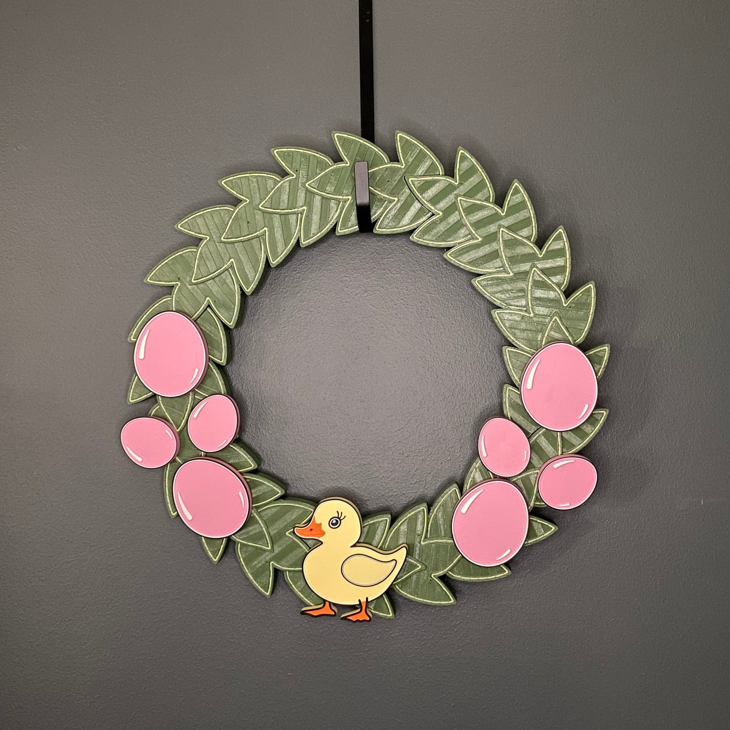 Medium Wreath Pink Easter Eggs One Yellow Duck Bundle
