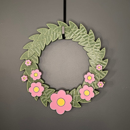 Pink Hippy Spring Flowers Medium Wreath Bundle