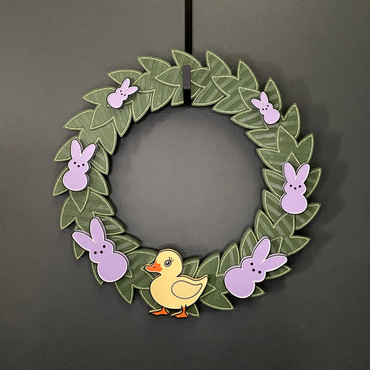 Medium Wreath Purple Bunnies And One Yellow Duck Bundle