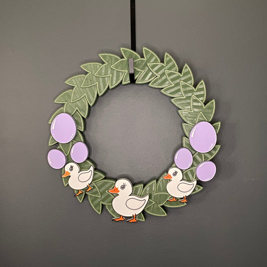 Medium Wreath Purple Easter Eggs and White Ducks Bundle