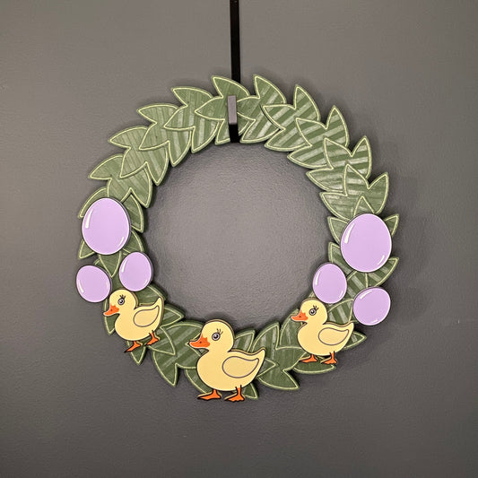 Medium Wreath Purple Easter Eggs and Yellow Ducks Bundle