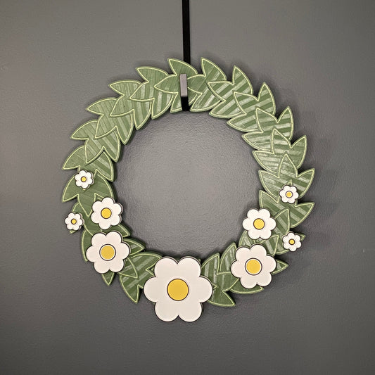 White Hippy Spring Flowers Medium Wreath Bundle
