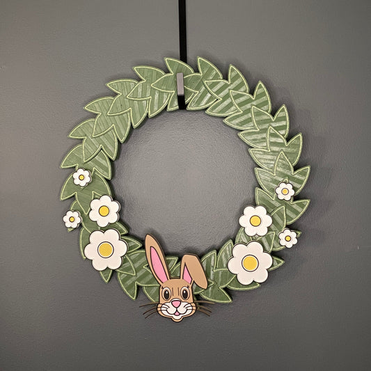 Medium Wreath White Flowers Easter Bunny Bundle