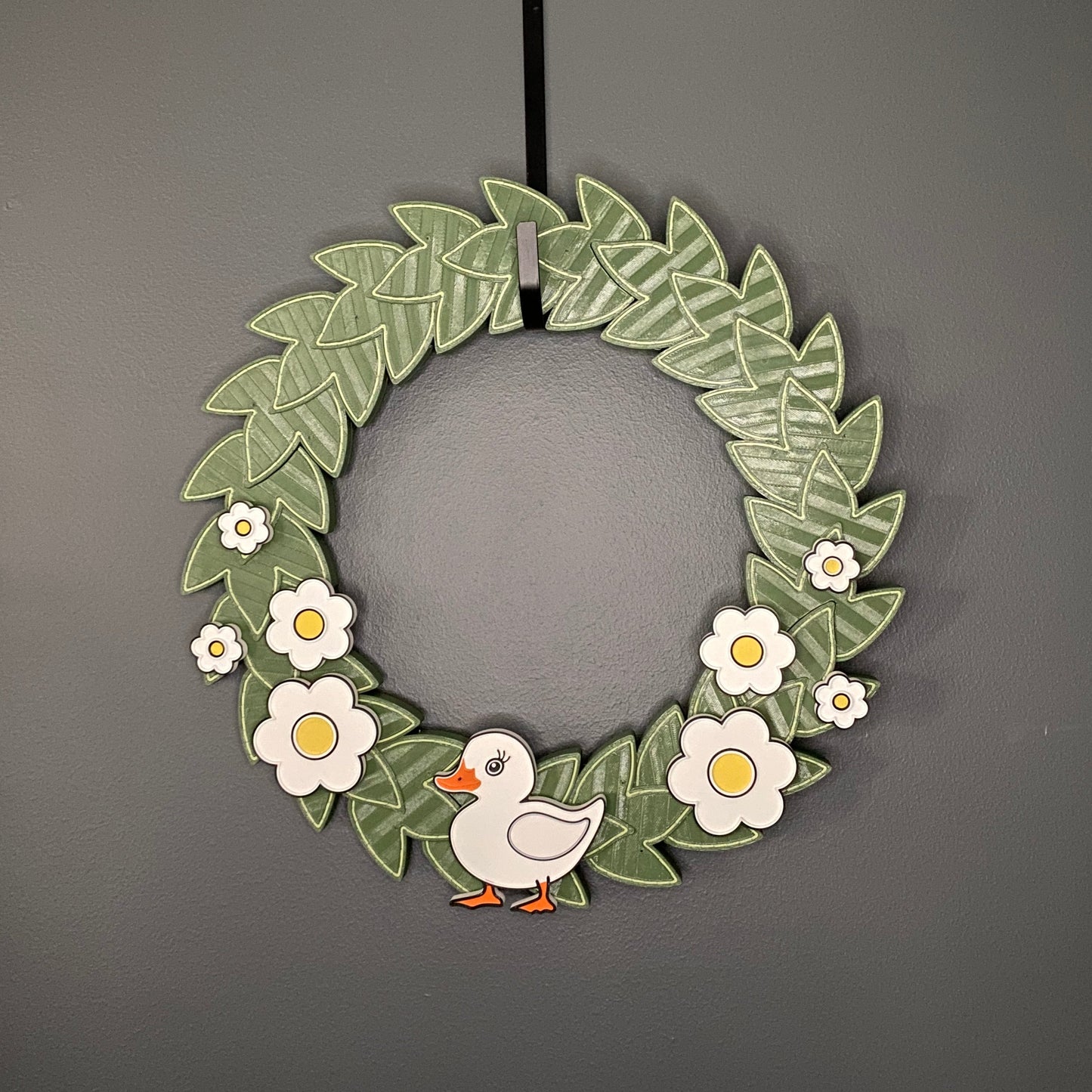Medium Wreath White Flowers and One White Duck Bundle