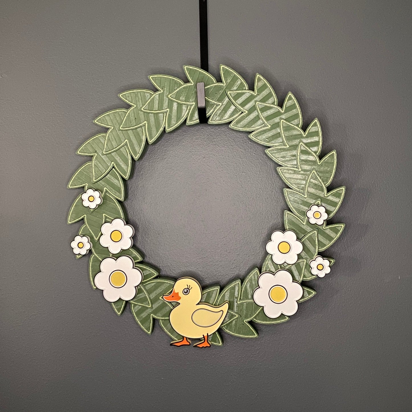 Medium Wreath White Flowers and One Yellow Duck Bundle