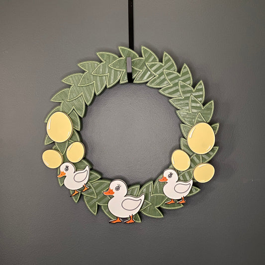 Medium Wreath Yellow Easter Eggs And White Ducks Bundle