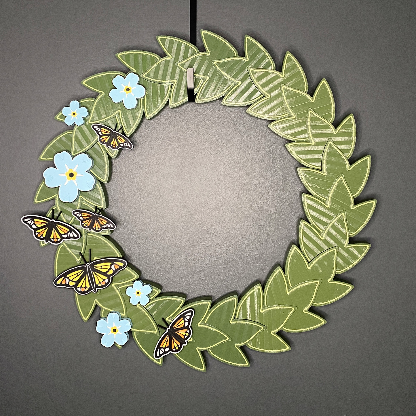 Blue Flax Flowers and Monarch Butterflies Large Wreath Bundle