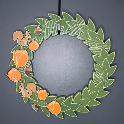 Tulips and Squirrels Large Wreath Bundle