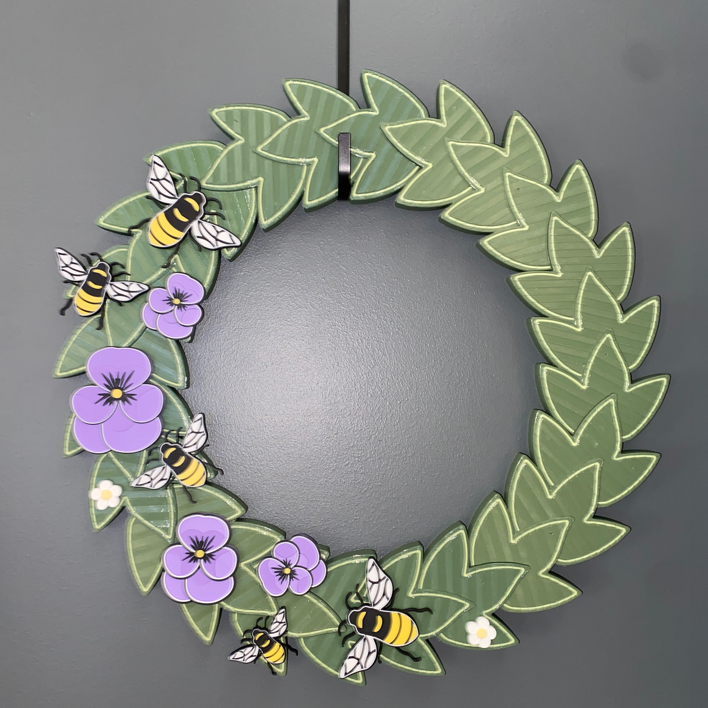 Purple Pansy Flowers and Honey Bees Large Wreath Bundle