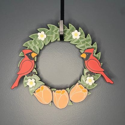 Tulips and Cardinals Small Wreath Bundles